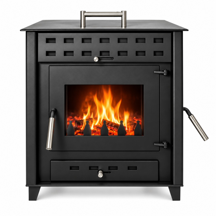 Poêle à bois avec four Hugo 9 kW - EMAFLAM