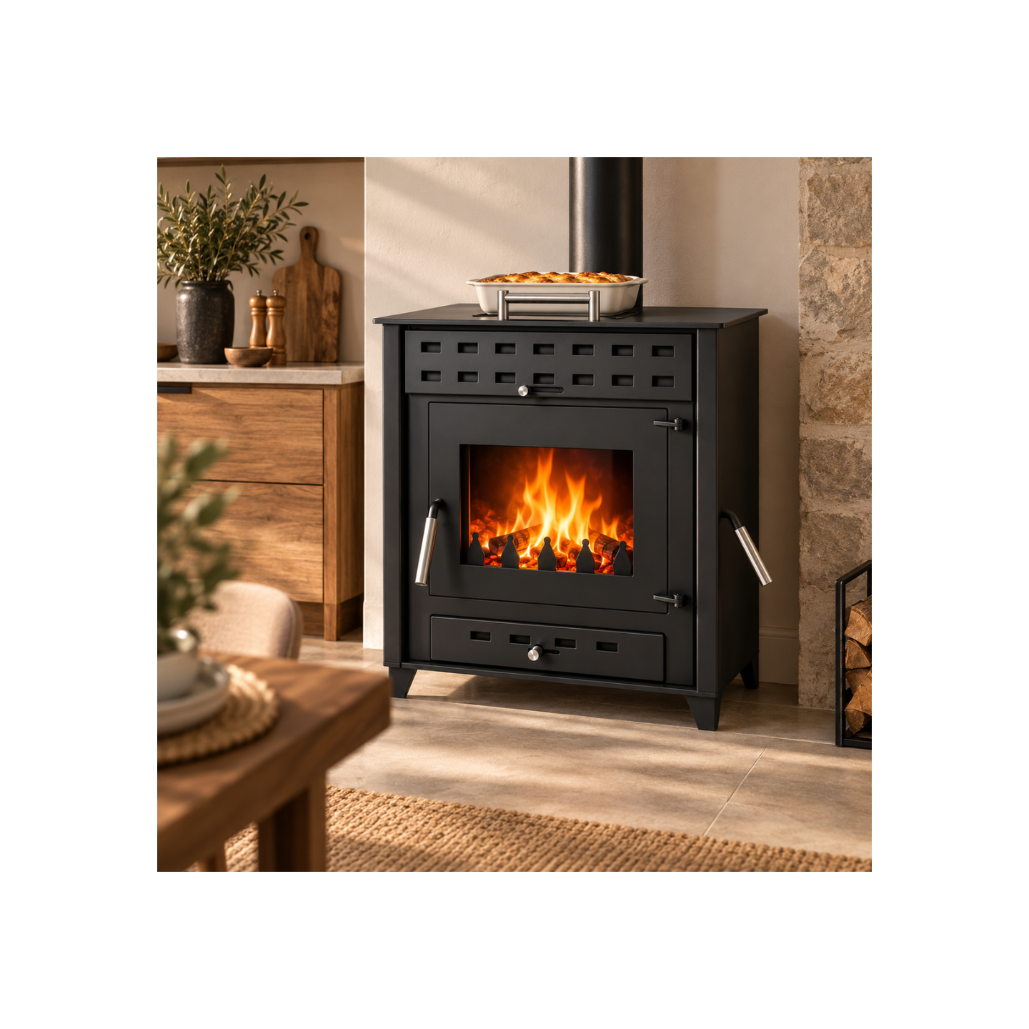 Poêle à bois avec four Hugo 9 kW - EMAFLAM
