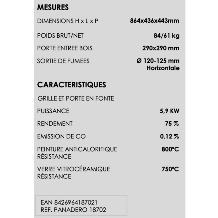 Poêle à bois avec four SWAN 5,9 kW - PANADERO