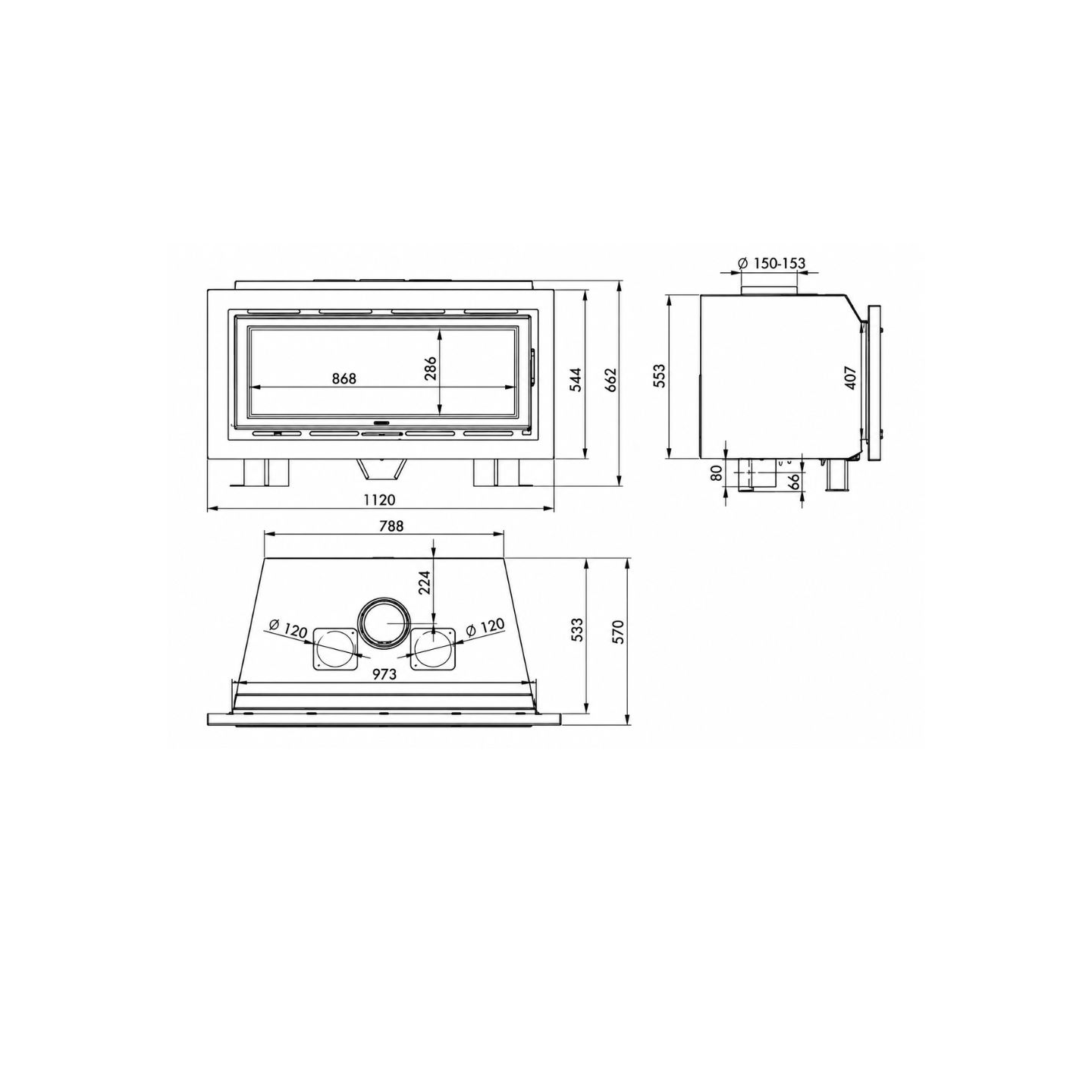 Insert à bois canalisable C-101-S 8 kW - PANADERO
