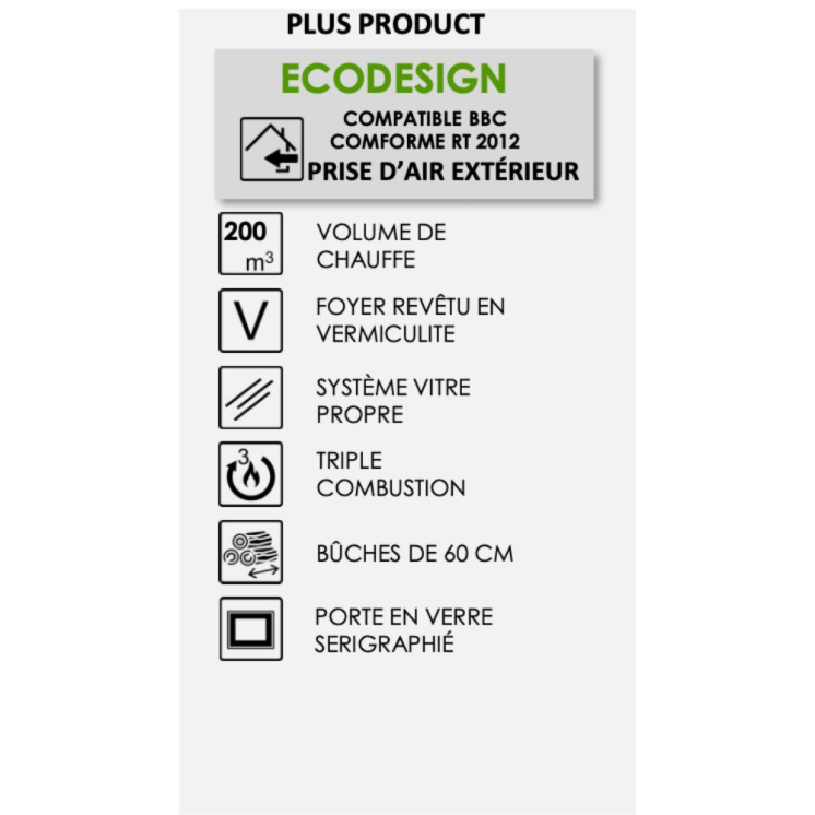 Insert à bois F-820-S 6,7 kW - PANADERO