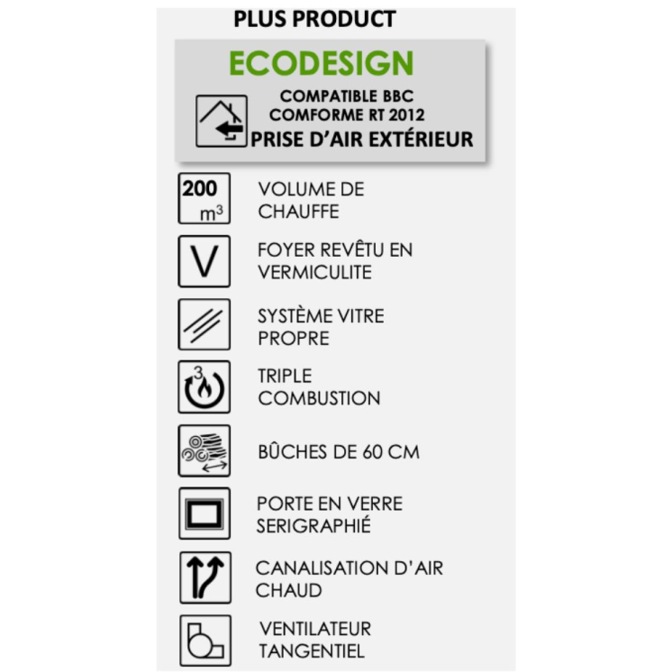 Insert à bois canalisable C-820-S 6,7 kW - PANADERO