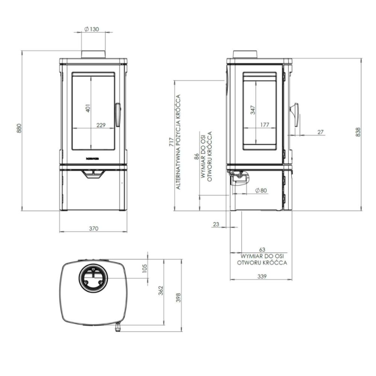 Poêle à bois fonte FJELL 3 vitres 6,7 kW | NORDFLAM