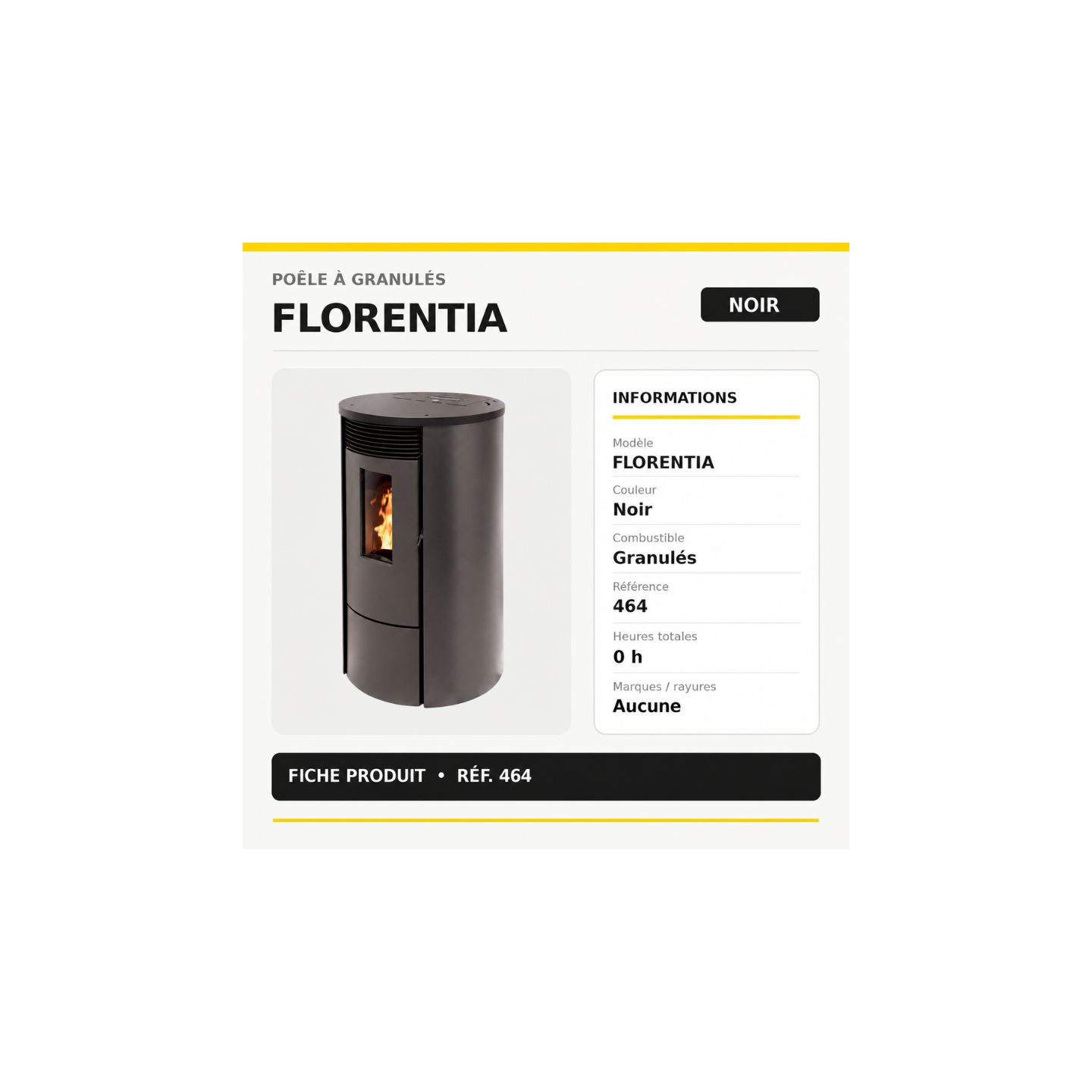 Poêle à granulés FLORENTIA canalisable – Noir – Reconditionné – Réf. 464