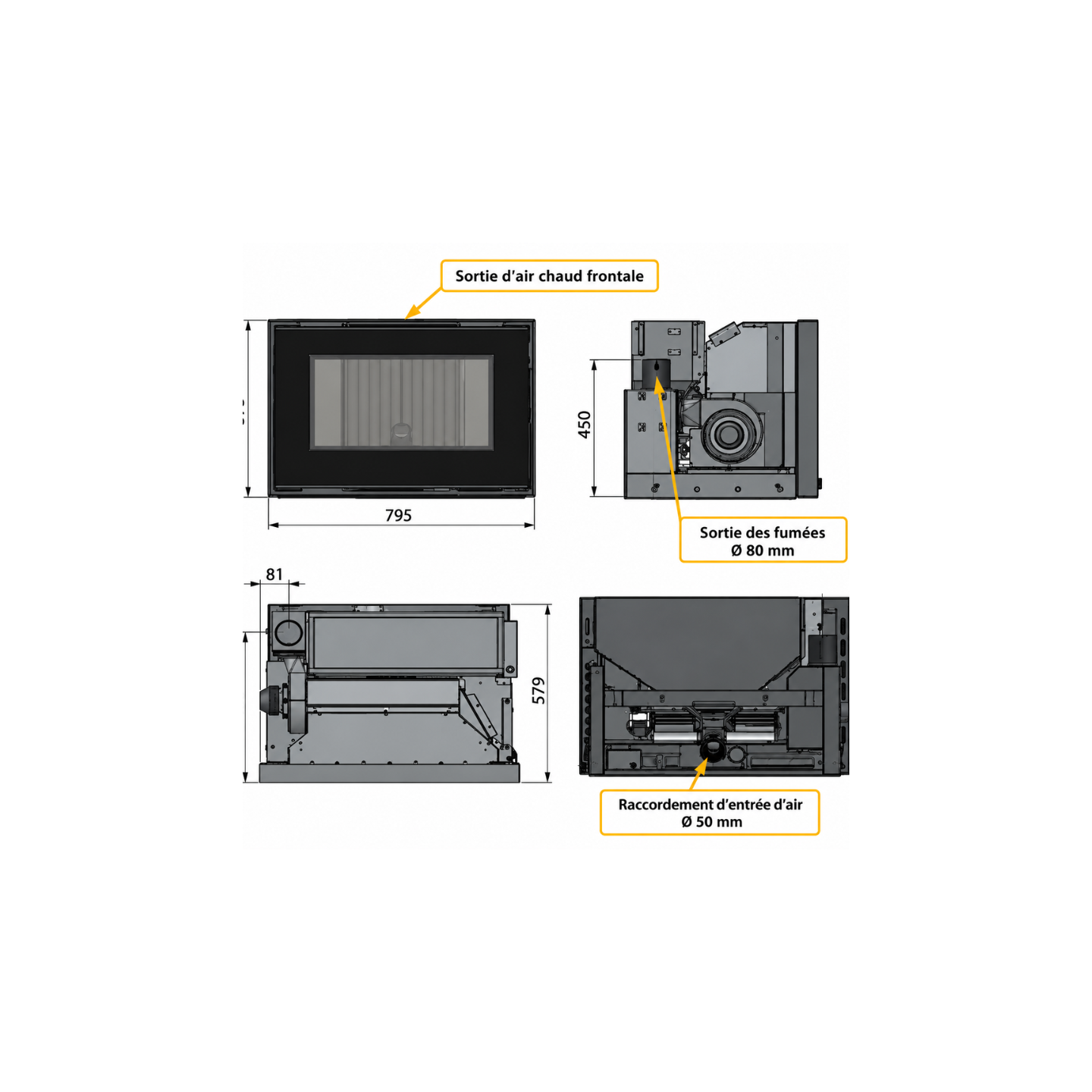 Insert à granulés GERICO – Noir – Reconditionné – Réf. 433