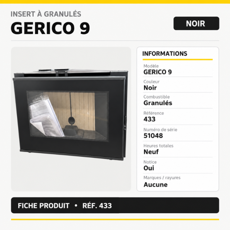 Insert à granulés GERICO – Noir – Reconditionné – Réf. 433