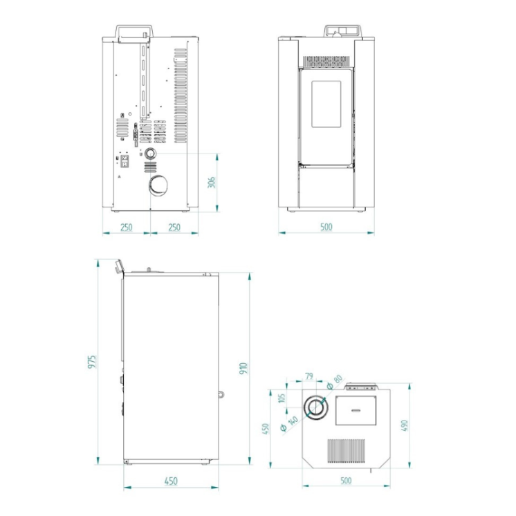 Poêle à granules étanche -  LVZ MARILYN 9 UP