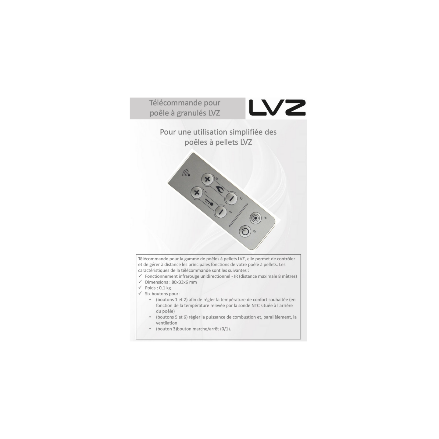 Télécommande pour Poêle à granulés - LVZ Télécommande pour Poêle à granulés - LVZ