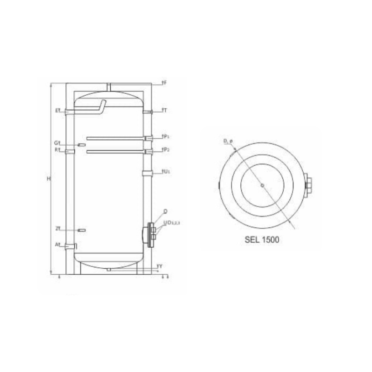 Ballon tampon émaillé 1500L sans serpentin