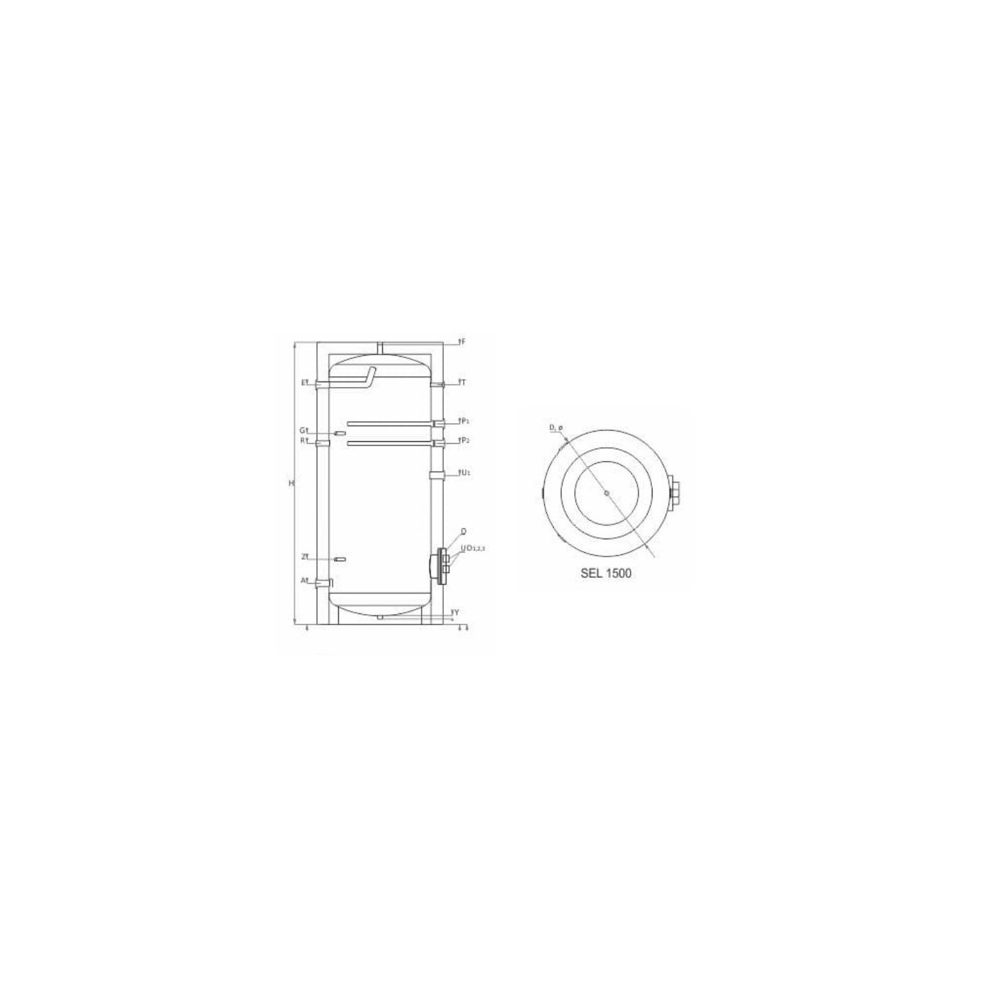 Ballon tampon émaillé 1500L sans serpentin
