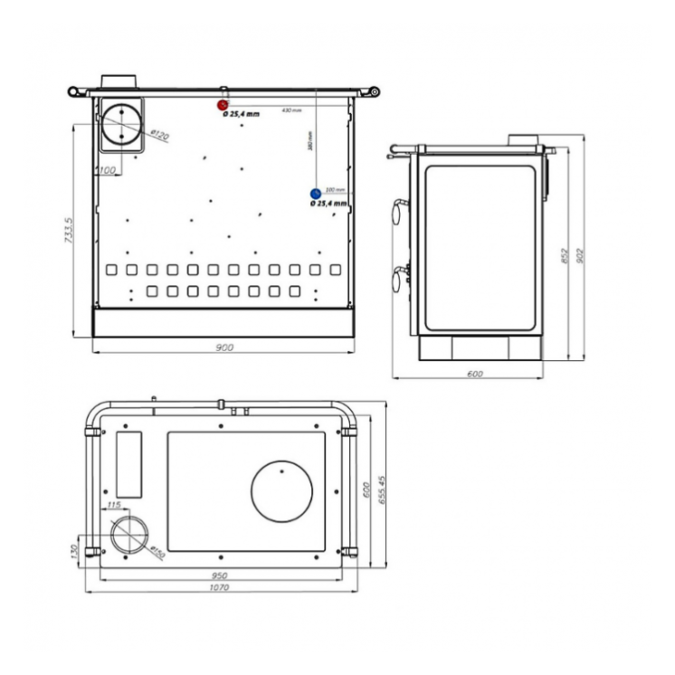 CUISINIERE À BOIS MAGNUM THERMO MBS EN FONTE | BOUILLEUR COTE DROIT