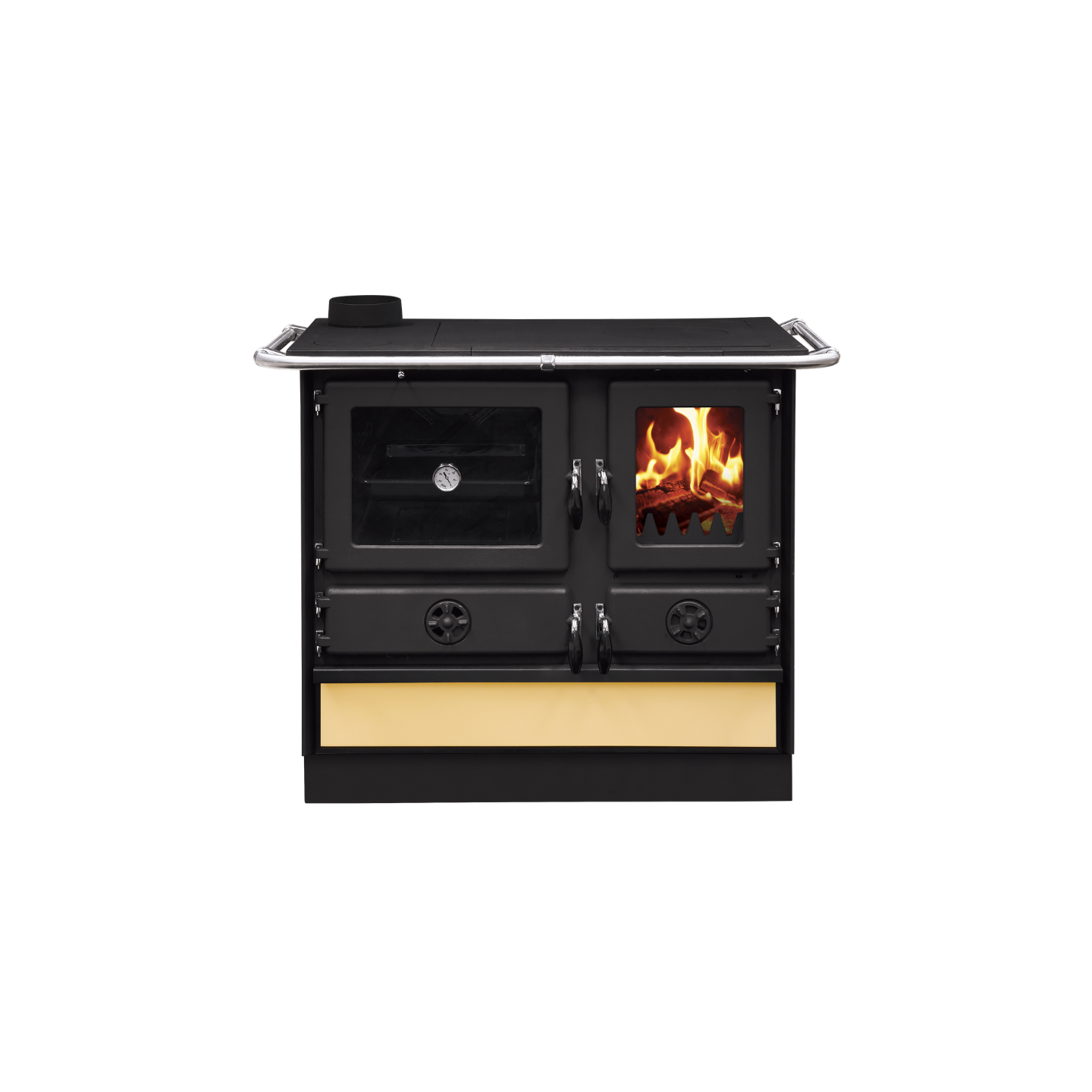 Cuisinière à bois Magnum Thermo MBS vue rapprochée façade beige