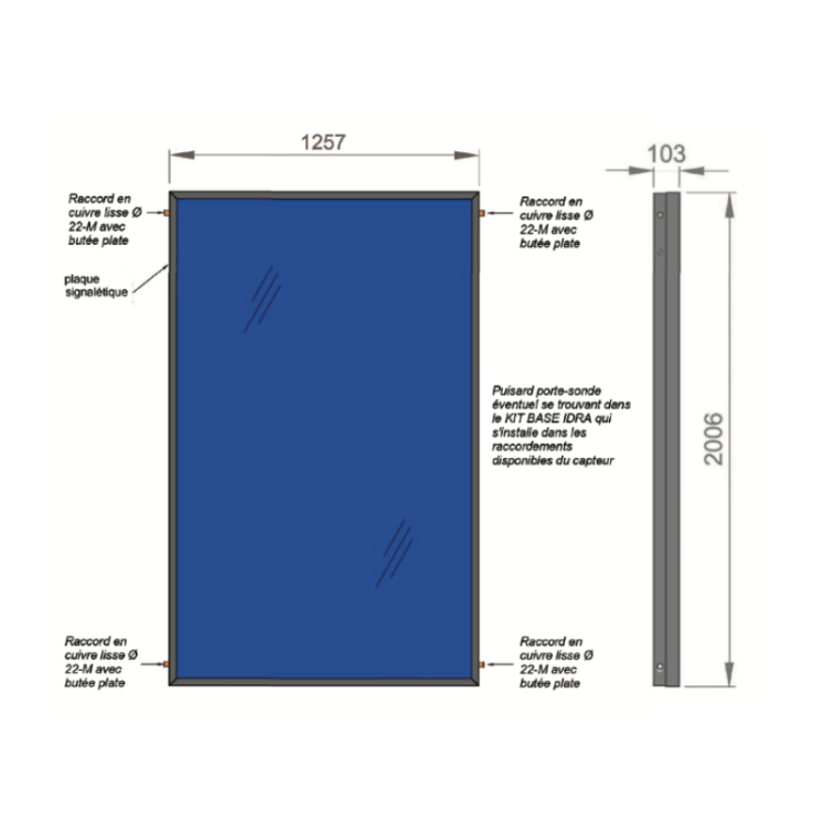 dimensions des panneaux solaire du Chauffe-Eau Solaire Individuel 300 litres Sunny